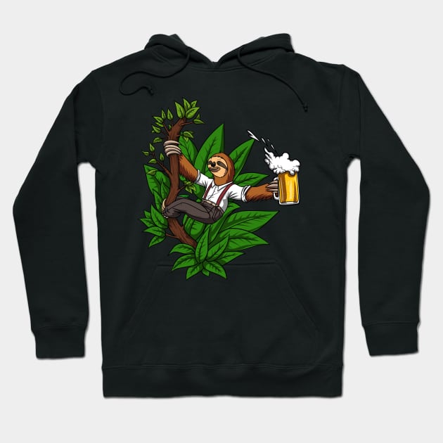 Sloth Beer Drinking Party Hoodie by underheaven